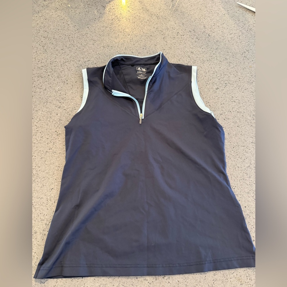 Adidas Navy and Light Blue Golf Top